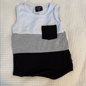 Little Bipsy White, Gray, and Black Tank Top